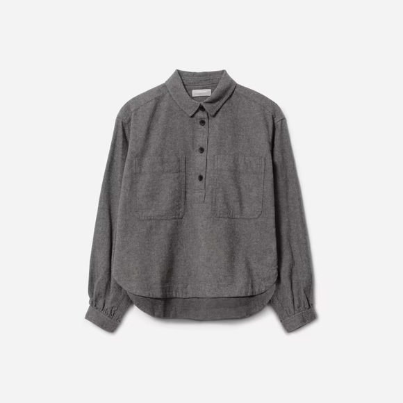 Everlane The Organic Cotton Flannel Popover Dark Gray NWT - Picture 5 of 8